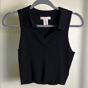 Sleeveless Ribbed Knit Crop Polo